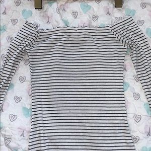 Hollister Long Sleeve Off Shoulder Striped
